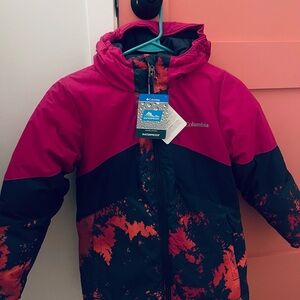 Columbia Kids Snow / Raincoat - Pink and Black with Orange Accents